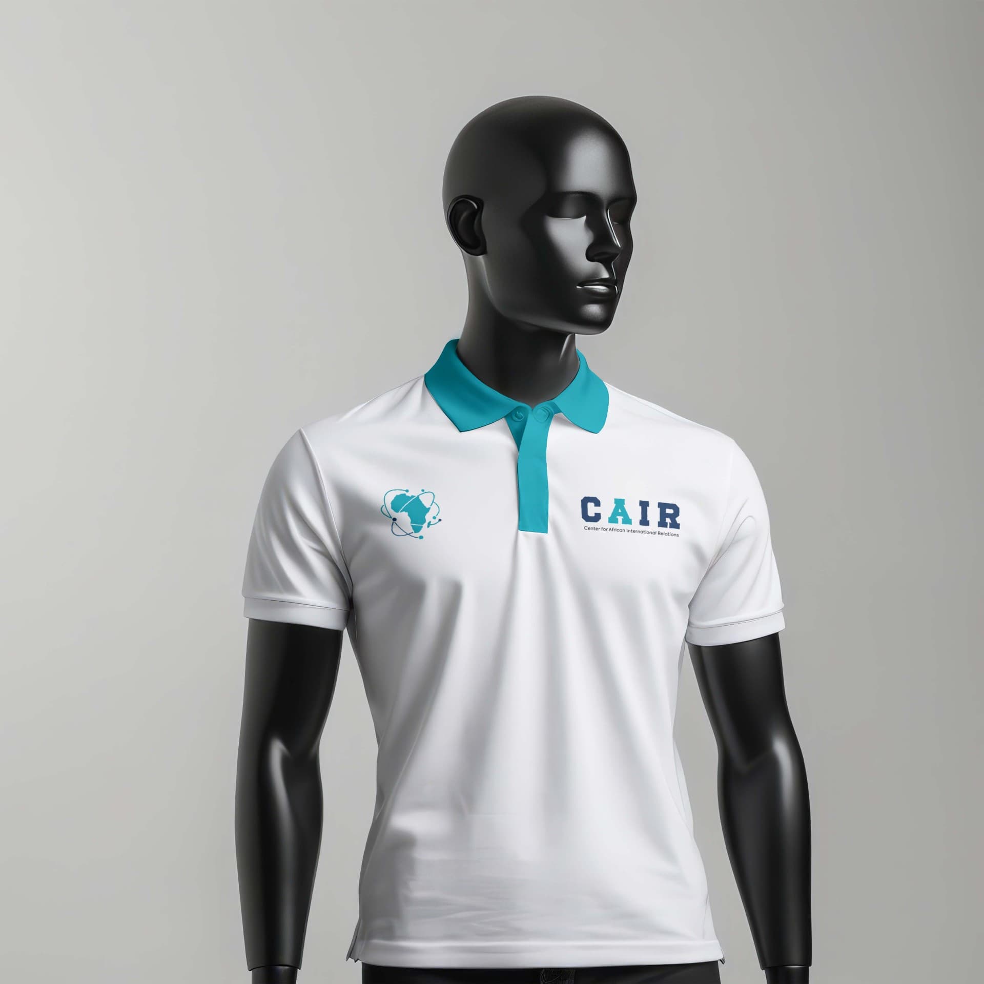 Contrast Polo — Ivory / Teal